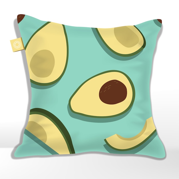 Download Cushion or pillow with avocado pattern printed | Premium Vector