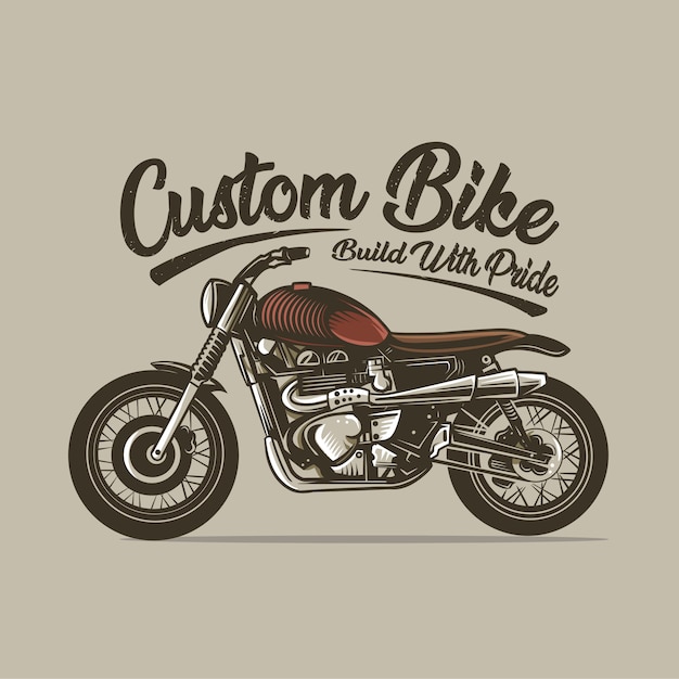 Premium Vector Custom Bike Motorcycle Build Vintage Vector Illustration