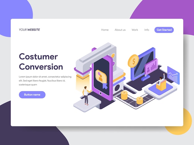 Customer conversion isometric illustration for web pages Premium Vector