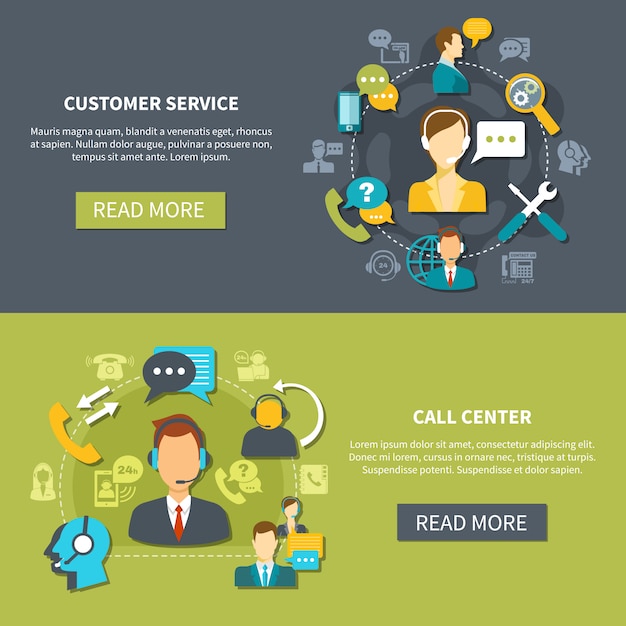 Customer Support Service Banners Vector | Free Download