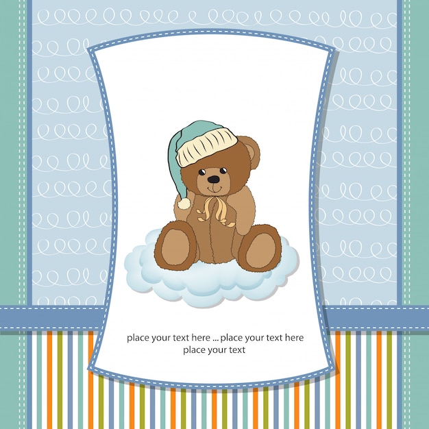 Premium Vector Customizable Greeting Card With Teddy Bear