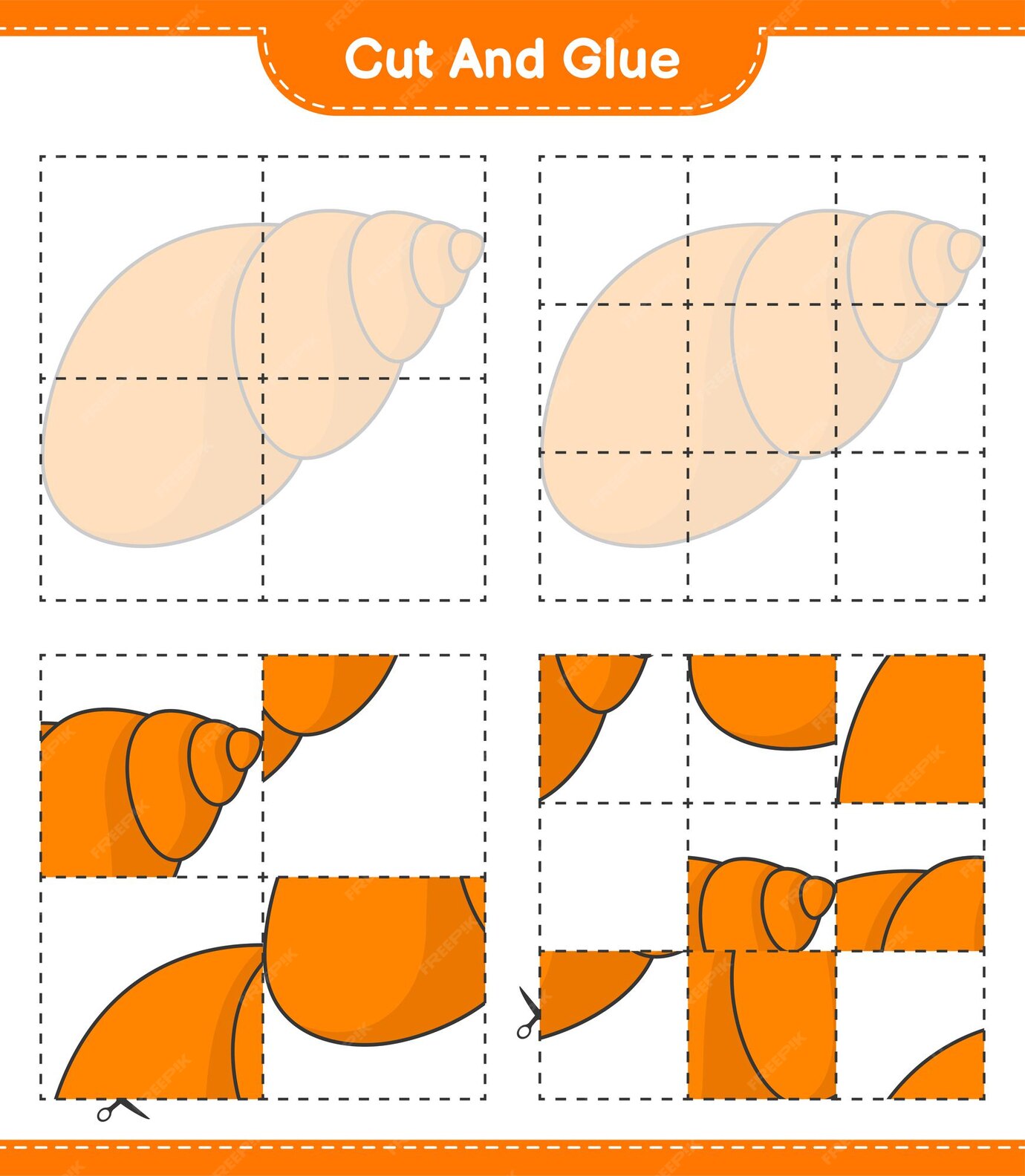 Premium Vector | Cut and glue, cut parts of sea shells and glue them ...