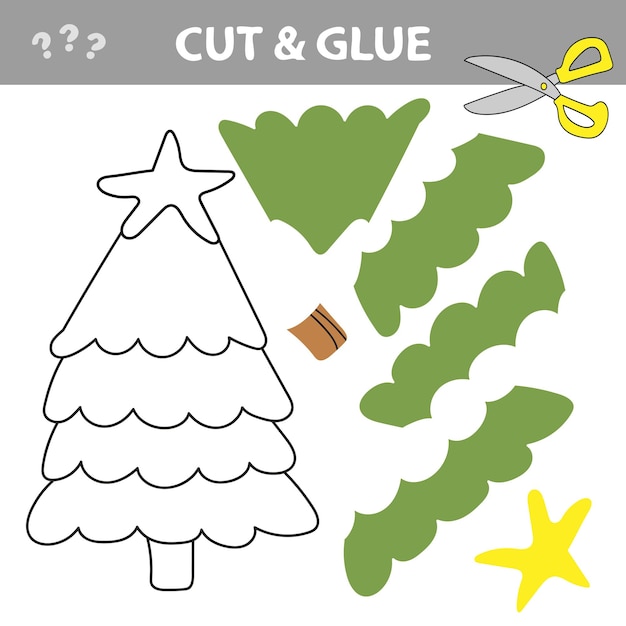 Premium Vector | Cut and glue simple game for kids christmas tree