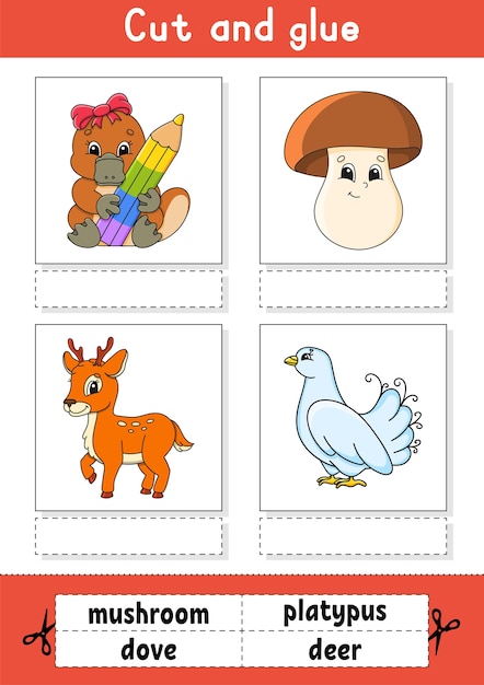 Premium Vector | Cut and glue worksheet for kids