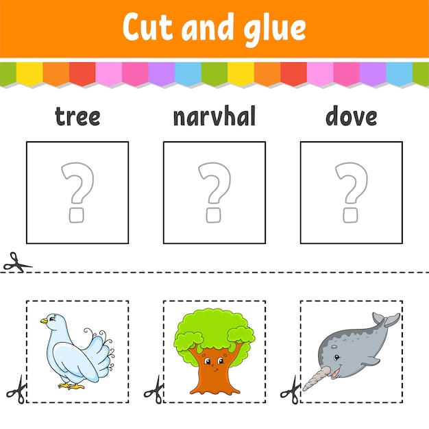 Premium Vector | Cut and glue worksheet for kids