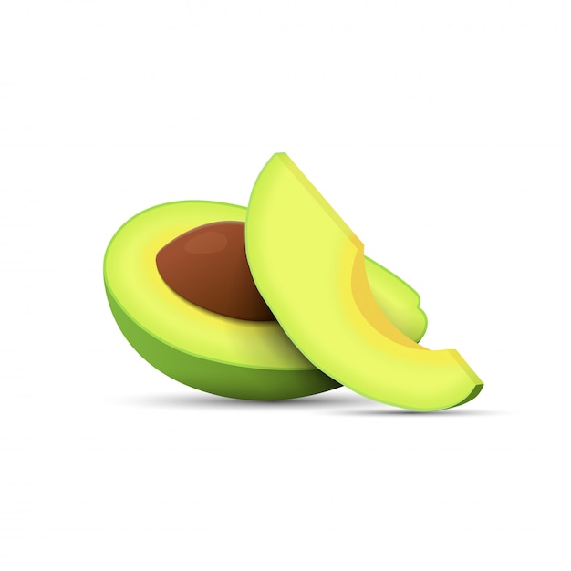 Premium Vector Cut Half Avocado With Pit And Slice Avocado Realistic