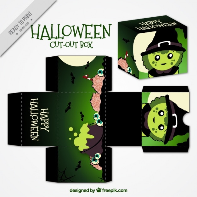 Free Vector | Cut out box with halloween witch