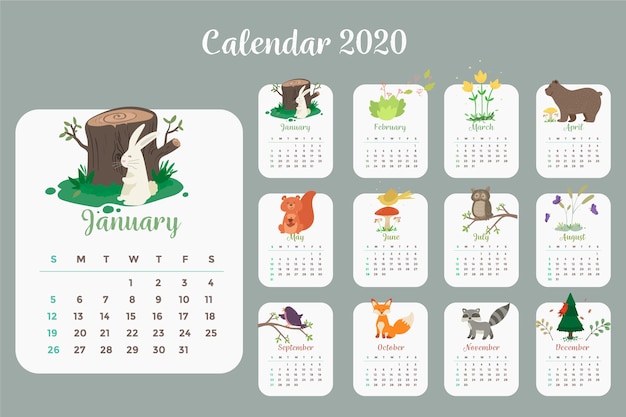 Premium Vector Cute Calendar Template