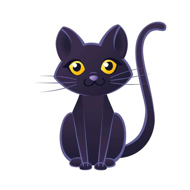 Premium Vector | Cute adorable black cat cartoon animal design flat ...