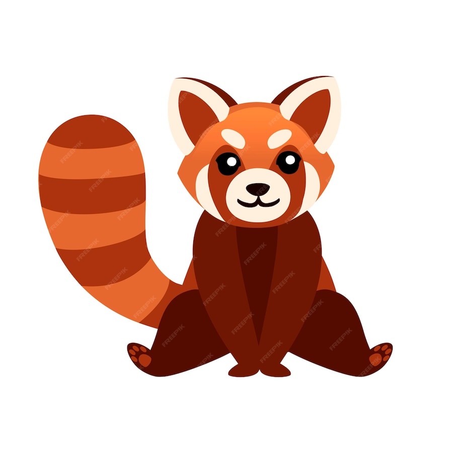 Premium Vector | Cute adorable red panda sit on floor cartoon design ...