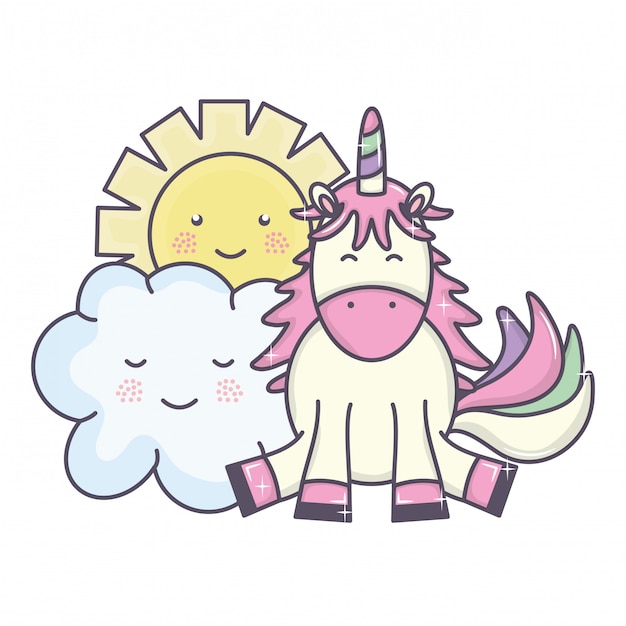 cute-adorable-unicorn-clouds-sun-kawaii-