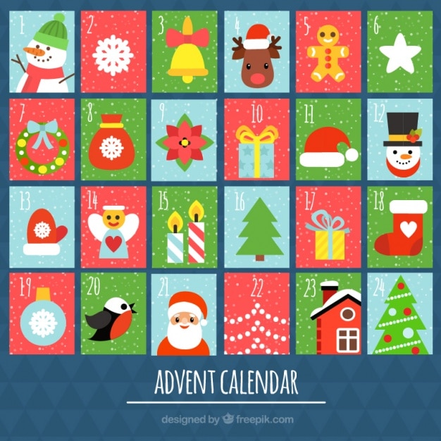 Free Vector Cute advent calendar of colors