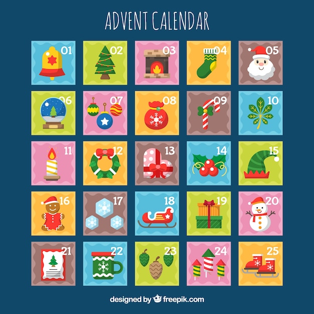 Cute advent calendar | Free Vector