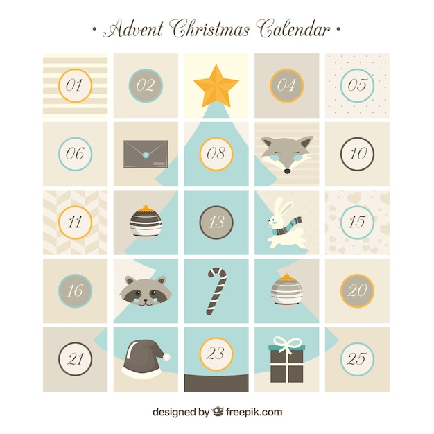 Cute advent calendars Free Vector