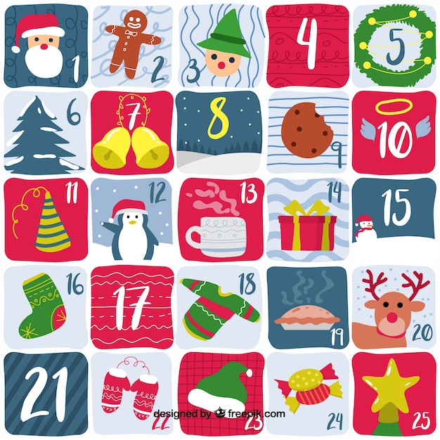 Cute advent calendars Vector Free Download