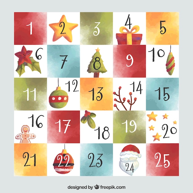 Cute advent calendars Free Vector