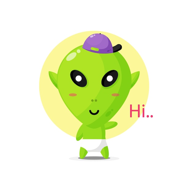 Premium Vector | Cute alien character wearing hat