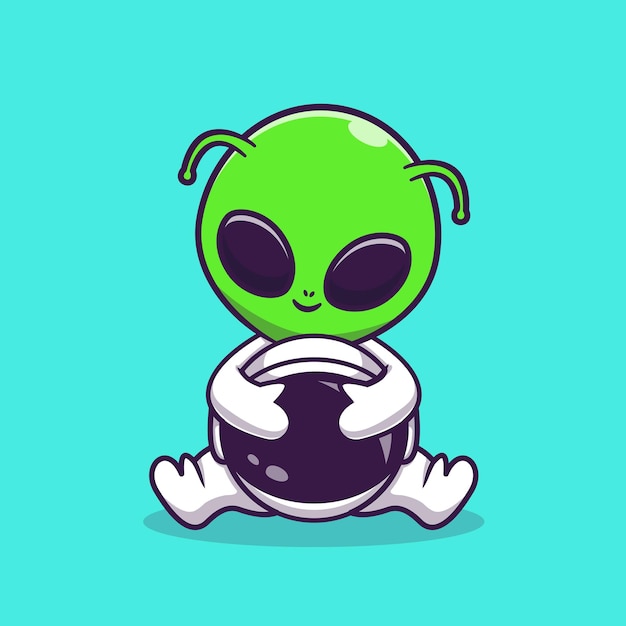 Download Free Vector | Cute alien with astronaut suit cartoon vector icon illustration. science ...