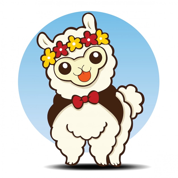 Cute alpaca cartoon, animal cartoon. Vector | Premium Download