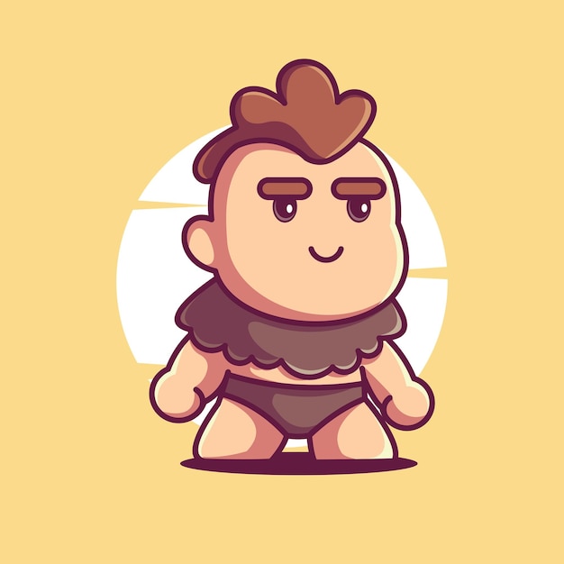 Premium Vector | Cute ancient man mascot vector icon cartoon character ...