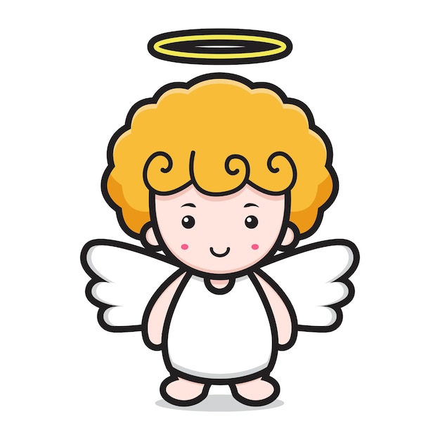 Premium Vector | Cute angel cartoon character smile face