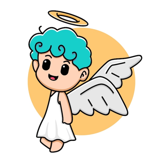 かわいい天使のデザインの漫画イラスト プレミアムベクター
