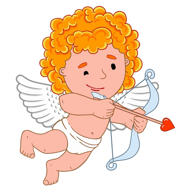 Premium Vector | Cute angel shoots with bow arrow. valentine's day