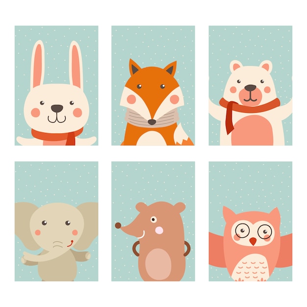 Premium Vector | Cute animal card