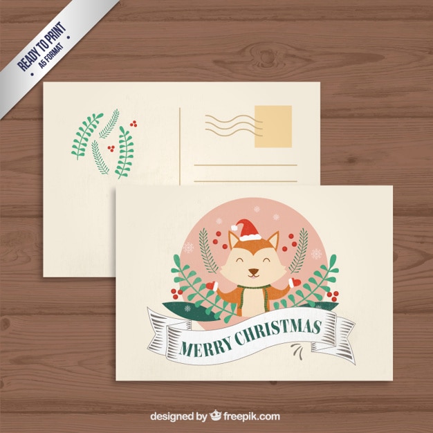 Free Vector | Cute animal christmas postcard