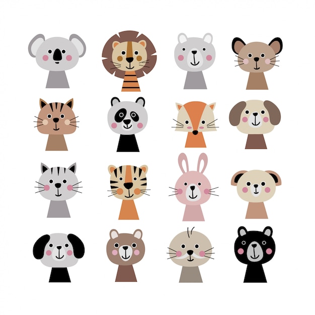 Download Free Cute Animal Faces Set Premium Vector Use our free logo maker to create a logo and build your brand. Put your logo on business cards, promotional products, or your website for brand visibility.