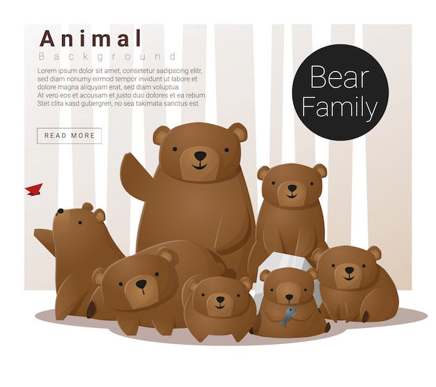 Premium Vector Cute Animal Family Background With Bears