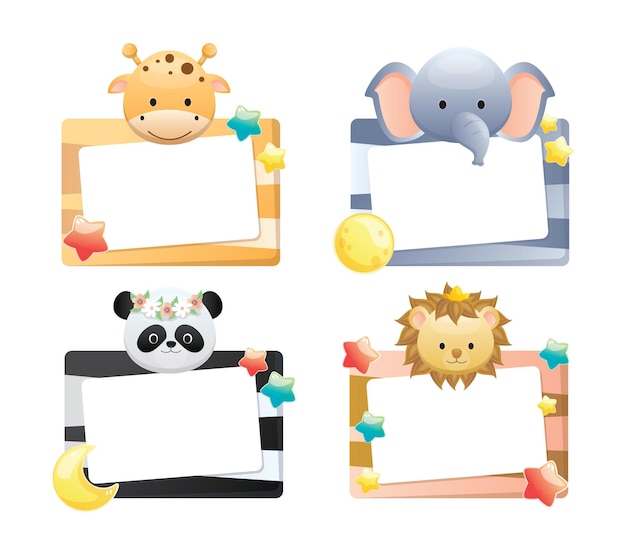 Premium Vector | Cute animal frame set