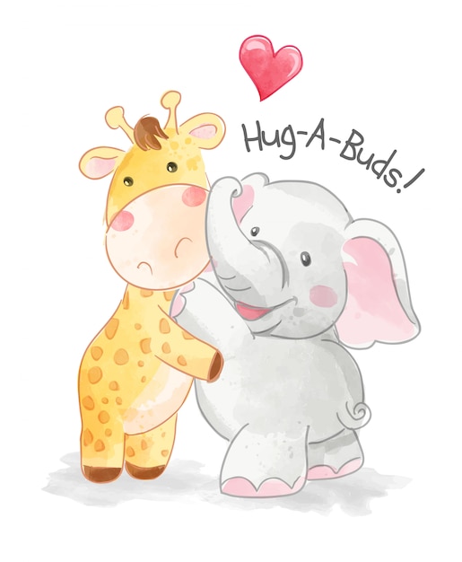 Premium Vector Cute Animal Friends Hug Each Others Illustration