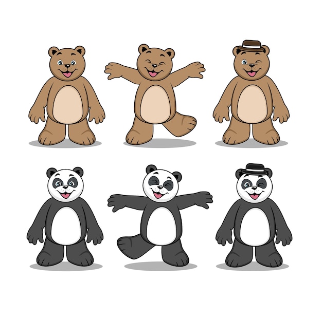 かわいい動物パンダのクマの漫画のキャラクター プレミアムベクター