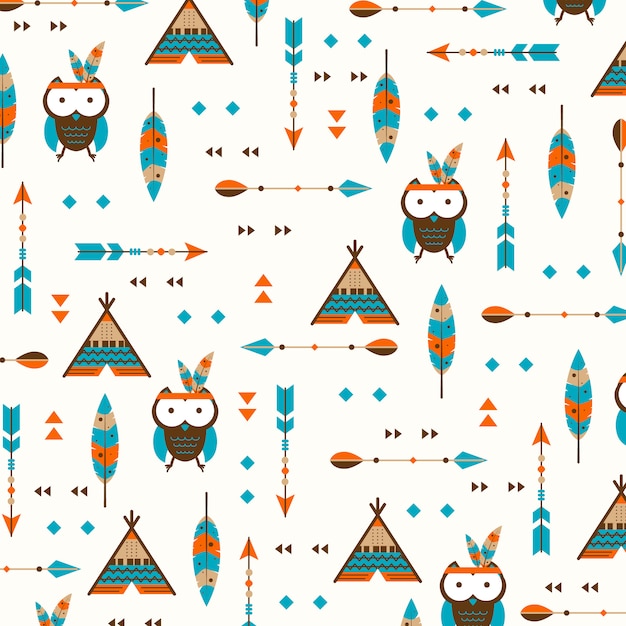 Cute animal pattern with boho style background | Premium Vector