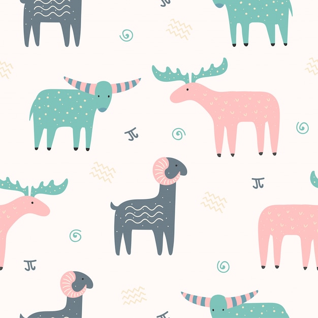Premium Vector | Cute Animal Seamless Pattern For Wallpaper