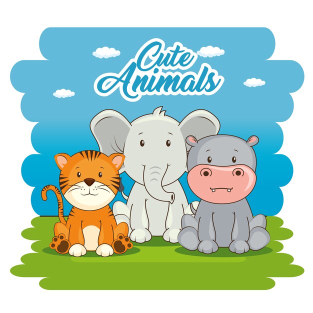 Download Cute animals baby shower card Vector | Premium Download