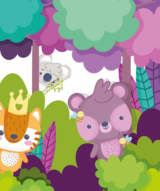 Download Free Cute Animals Koala Bear Tiger Forest Leaves Foliage Cartoon Use our free logo maker to create a logo and build your brand. Put your logo on business cards, promotional products, or your website for brand visibility.