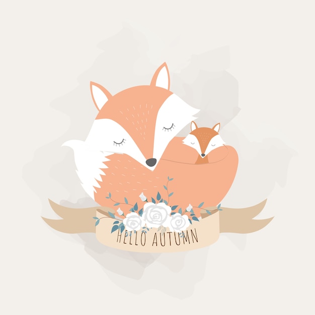 Download Cute animals for mother's day. foxes mom and baby ...