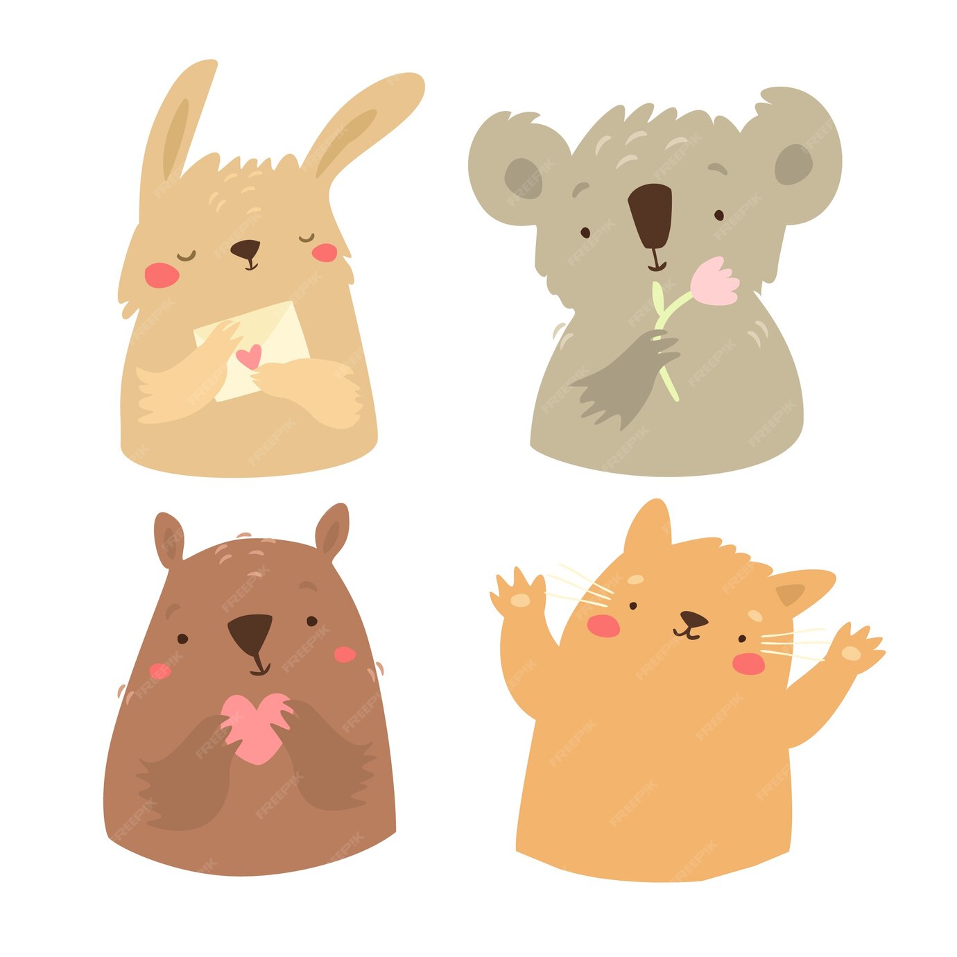 Free Vector | Cute animals set