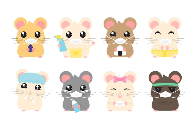 Download Free Vector | Cute animals wearing face masks