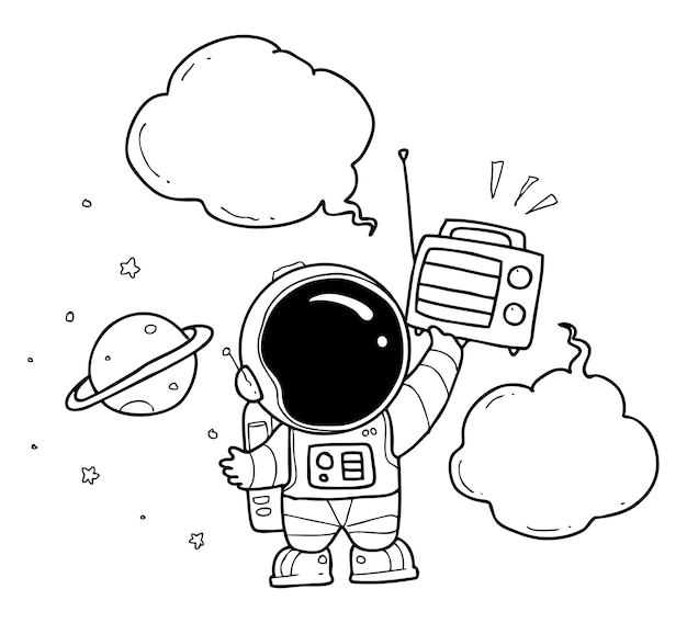 Cute astronaut cartoon | Premium Vector