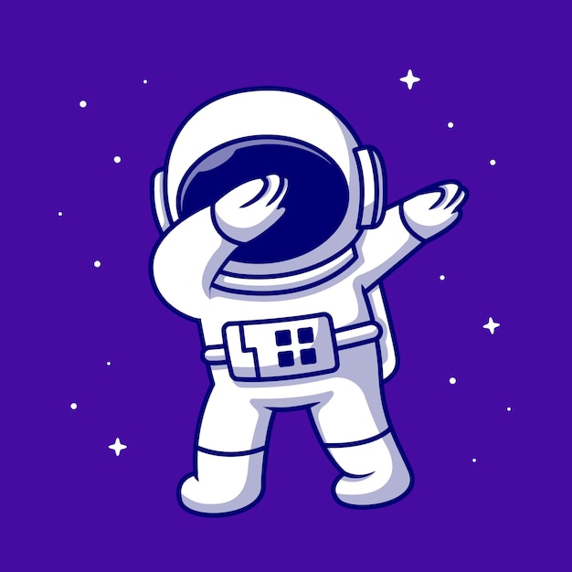かわいい宇宙飛行士軽くたたく漫画アイコンイラスト 分離された宇宙科学アイコン フラット漫画スタイル 無料のベクター