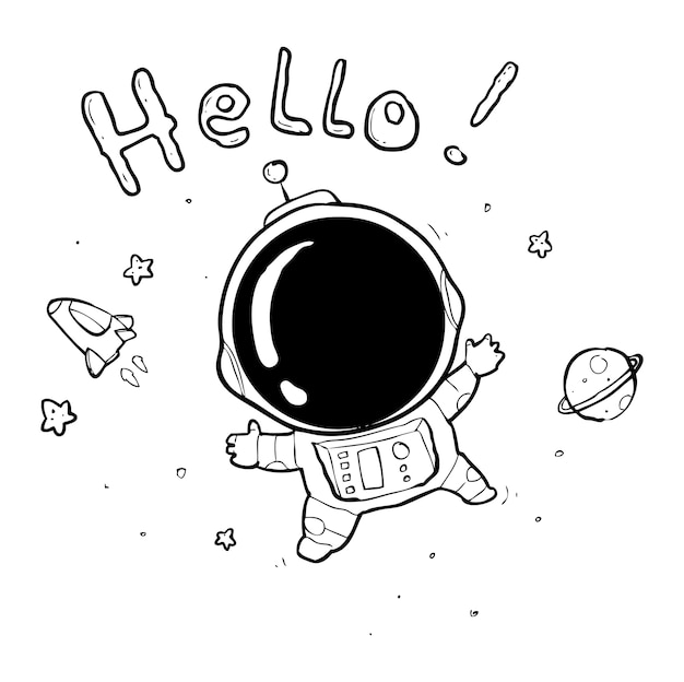 Cute astronaut doodle Vector | Premium Download