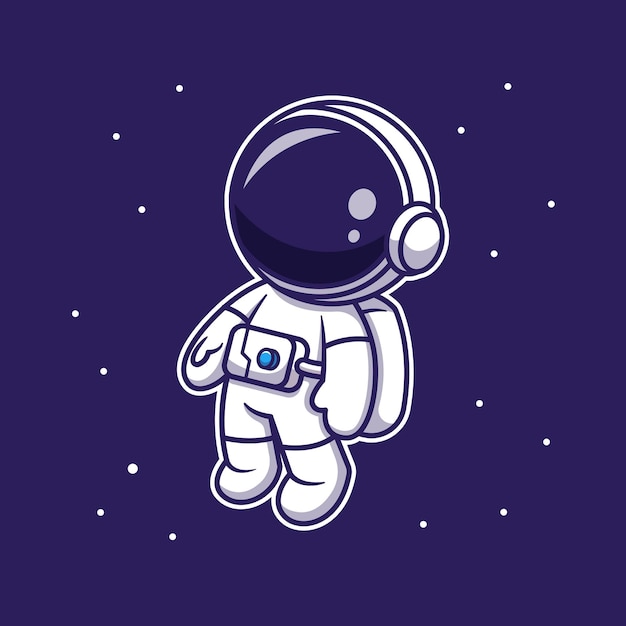 Premium Vector | Cute astronaut floating in space, cartoon character