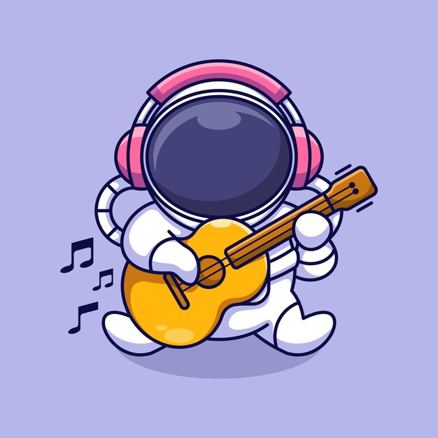 Premium Vector Cute Astronaut Playing Guitar Cartoon