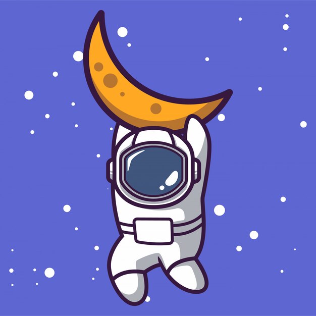 Cute astronaut in space mascot design illustration | Premium Vector