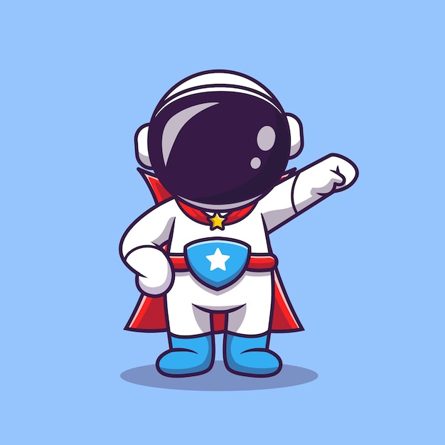 Download Free Vector | Cute astronaut super hero cartoon vector ...