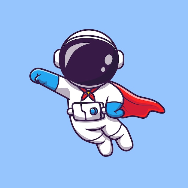 Premium Vector | Cute astronaut super hero flying cartoon vector icon ...