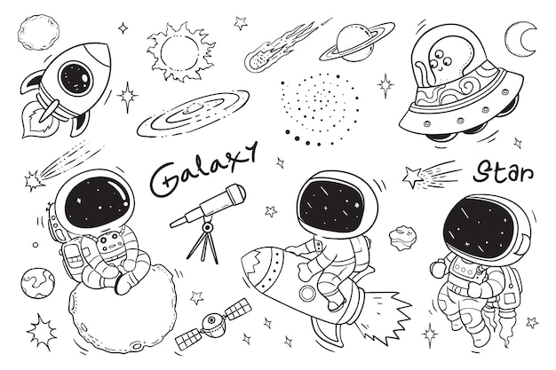 Premium Vector | Cute astronauts doodle for kids